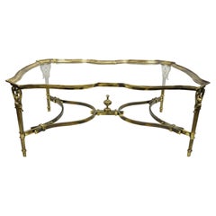 Large Regency Style Burnished Brass Scalloped Edge Tray Top Table Attr. Labarge
