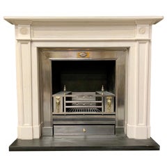 Large Regency Style Carved Statuary Marble Fireplace Surround