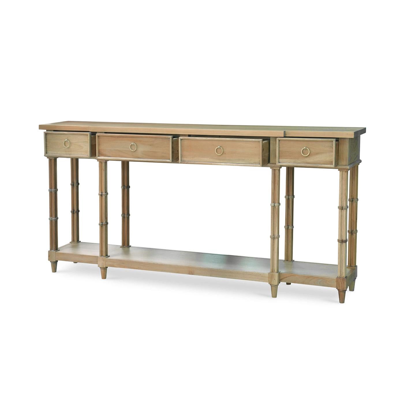 Asian Large Regency Style Console Table in Fruitwood Finish