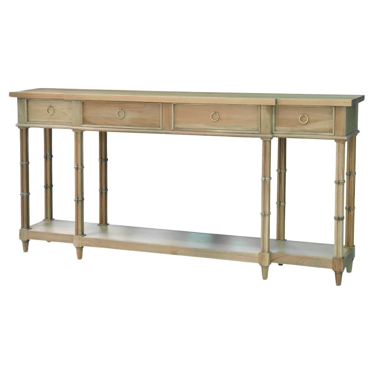 Large Regency Style Console Table in Fruitwood Finish