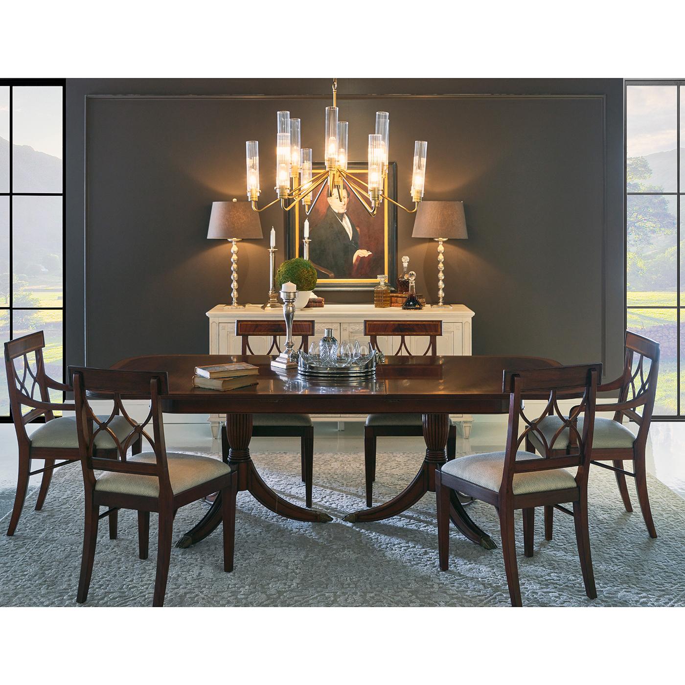 Wood Large Regency Style Extending Dining Table For Sale