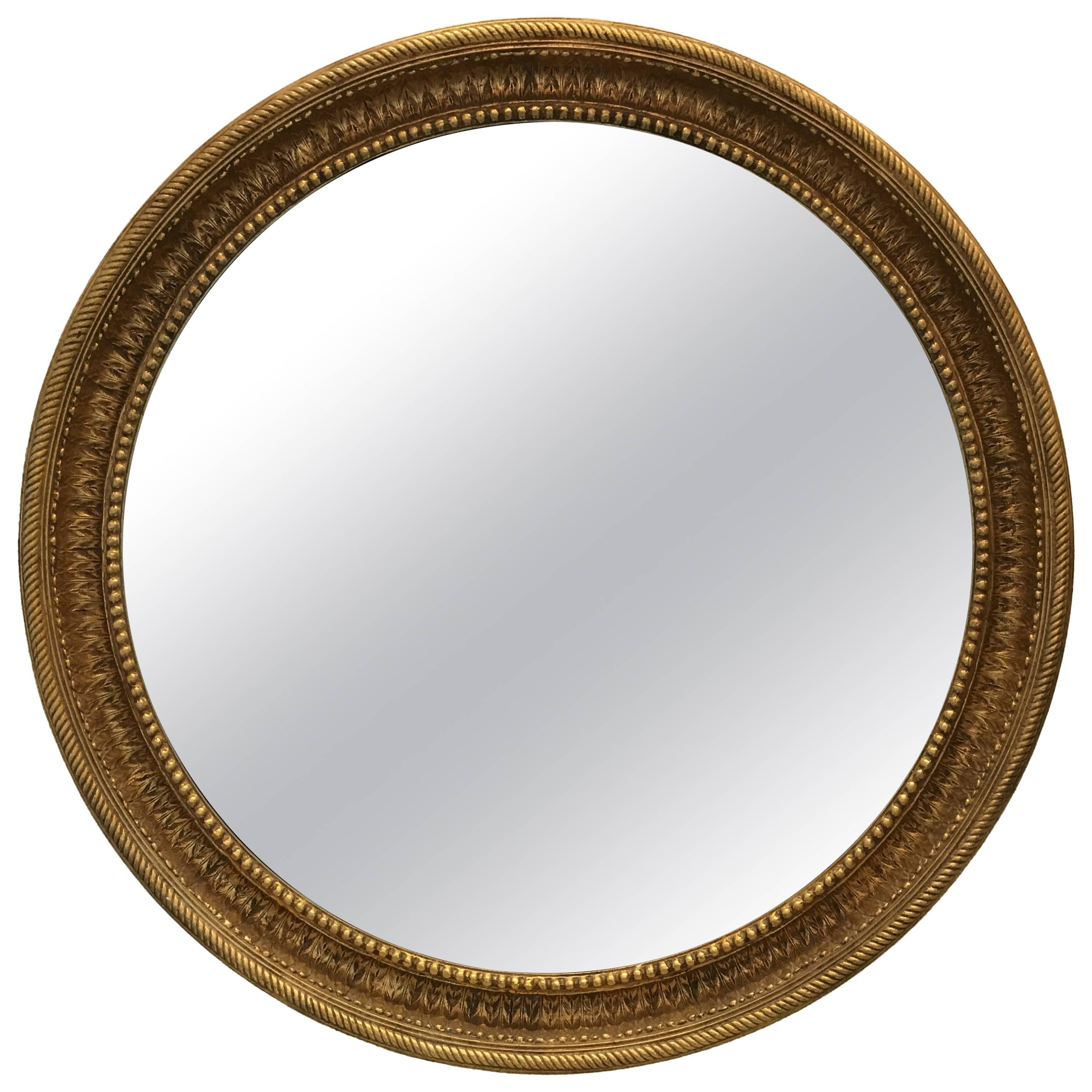 Large Regency Style Gilt Convex Mirror 1