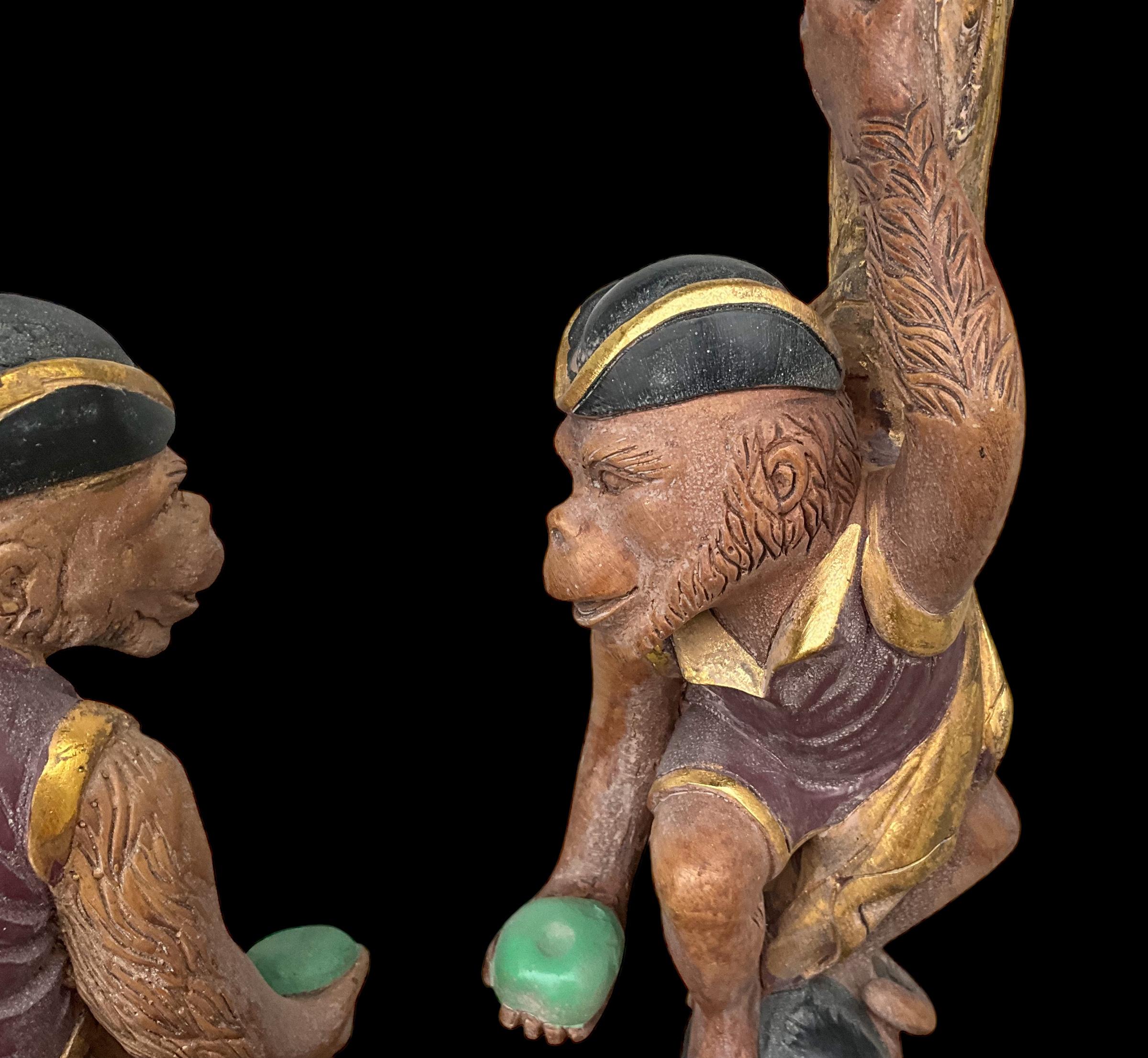 Large Regency Style Gilt Monkey Form Candle Holders Att. Maitland-Smith - Pair In Good Condition For Sale In Kennesaw, GA