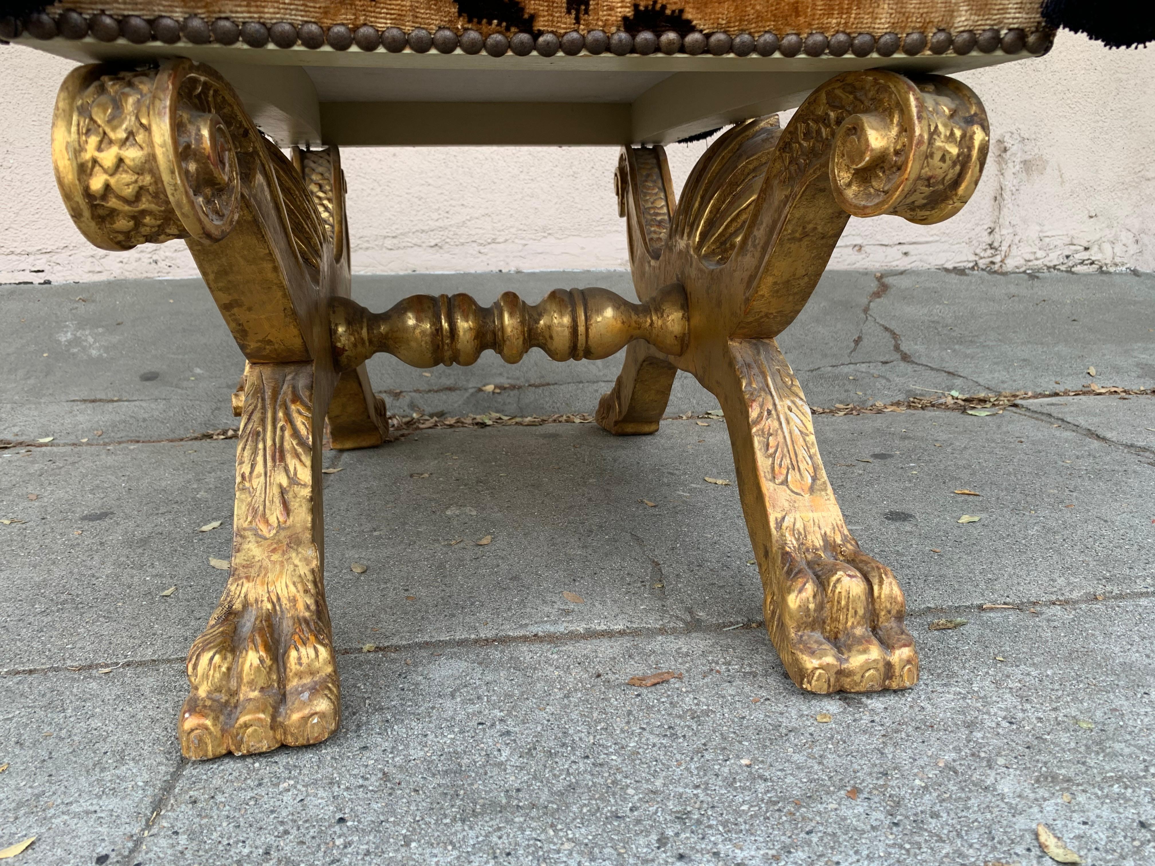 Large Regency Style Gold & Silver Gilded Bench by Charles Pollock 4