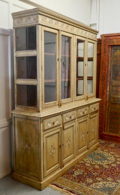 Large Regency Style Hand Painted Glazed Dresser Cupboard