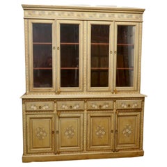 Large Regency Style Hand Painted Glazed Dresser Cupboard