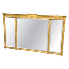 Large Regency Tryptich Gilt Overmantle Mirror