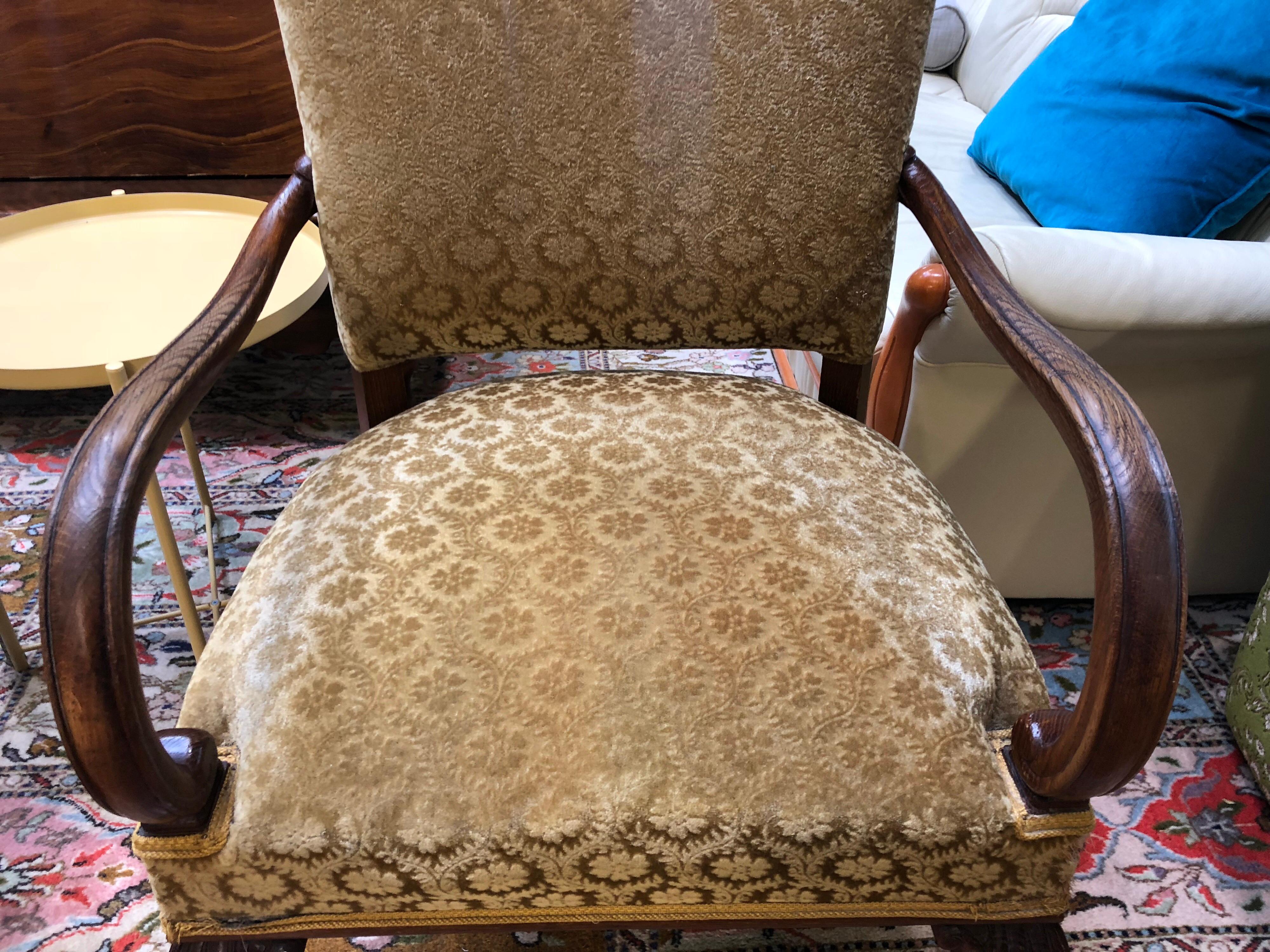 British Large Regency Velour Library Armchair, circa 1815