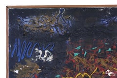 Large Relief Painting Artwork Circle Manner of Leon Kossoff Late 1950s Vintage