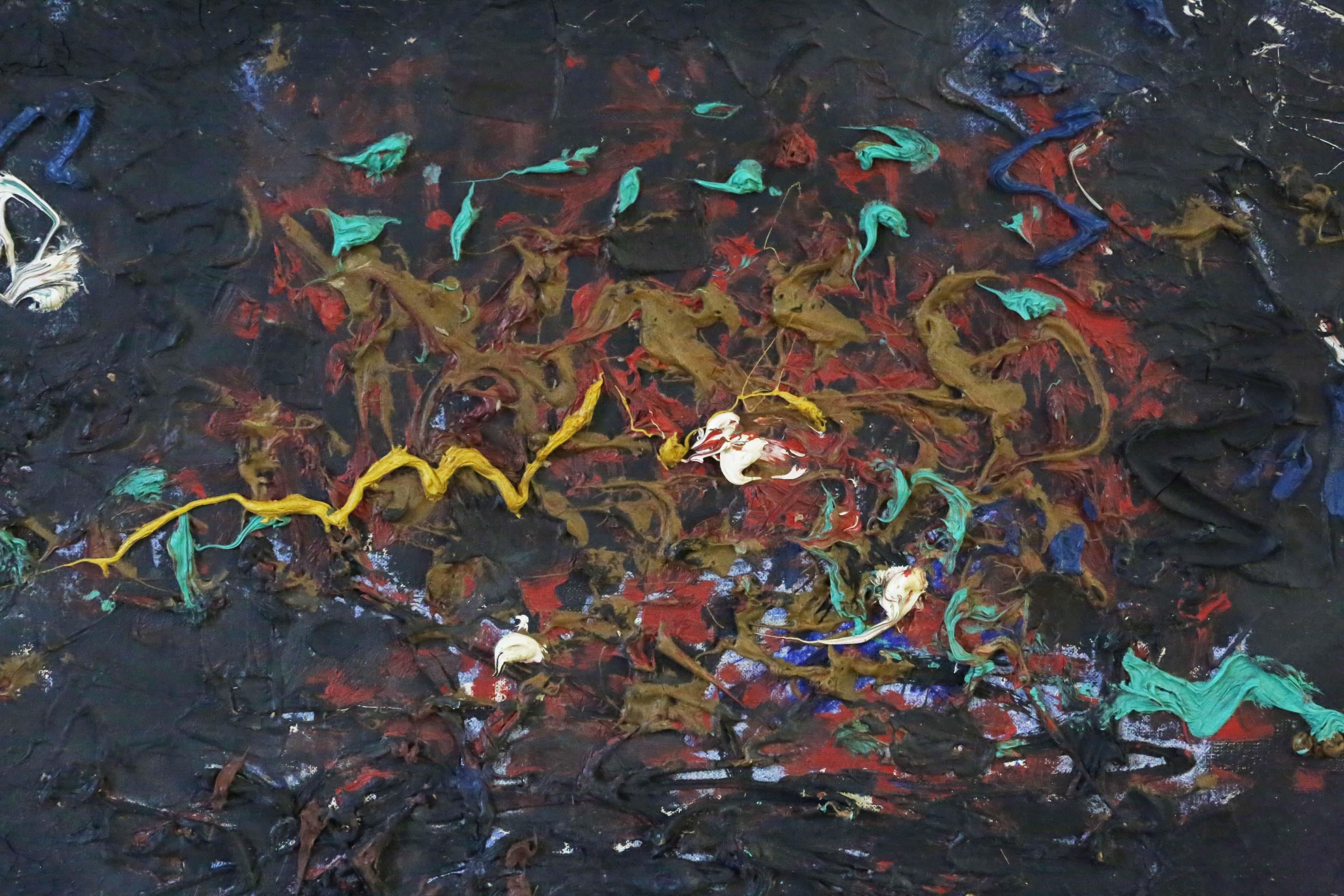 Grande opera d'arte in rilievo a forma di cerchio di Leon Kossoff Fine anni '50 Vintage in vendita 1