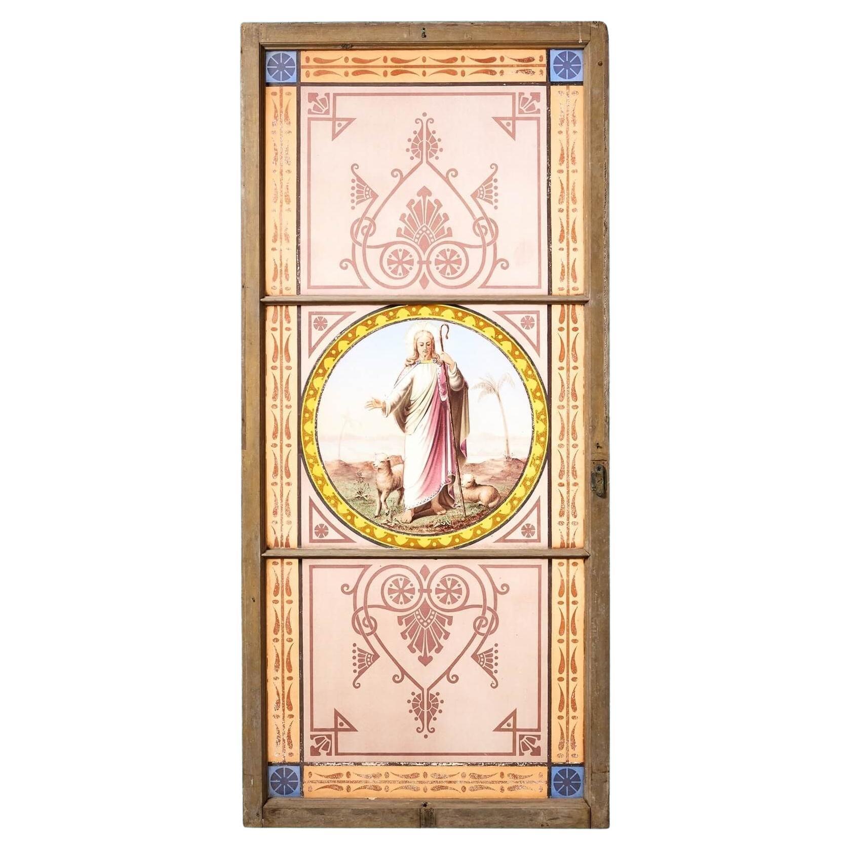 Grande vetrata antica religiosa