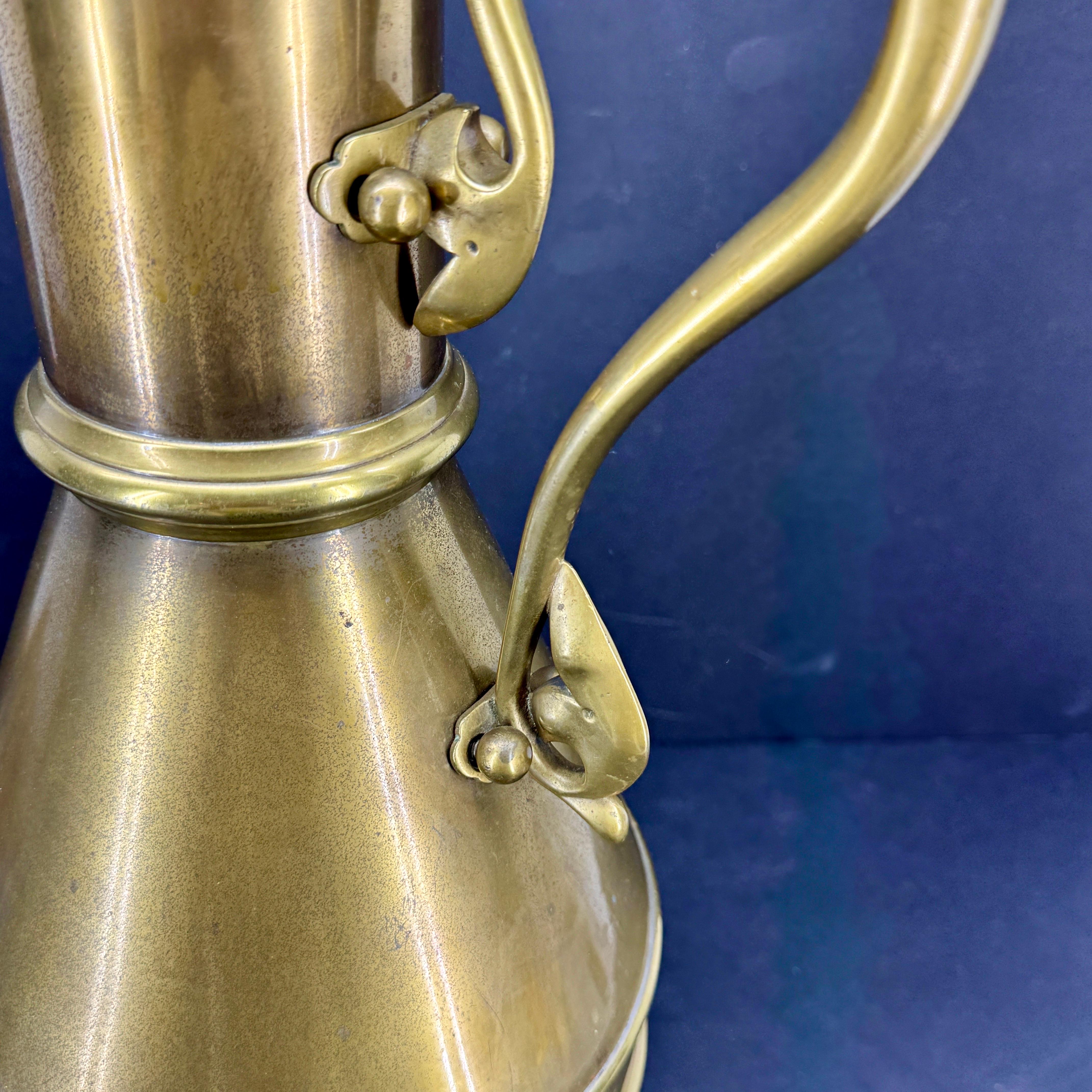 Large Religious Gothic Brass Water Jug Marked Roosevelt For Sale 5