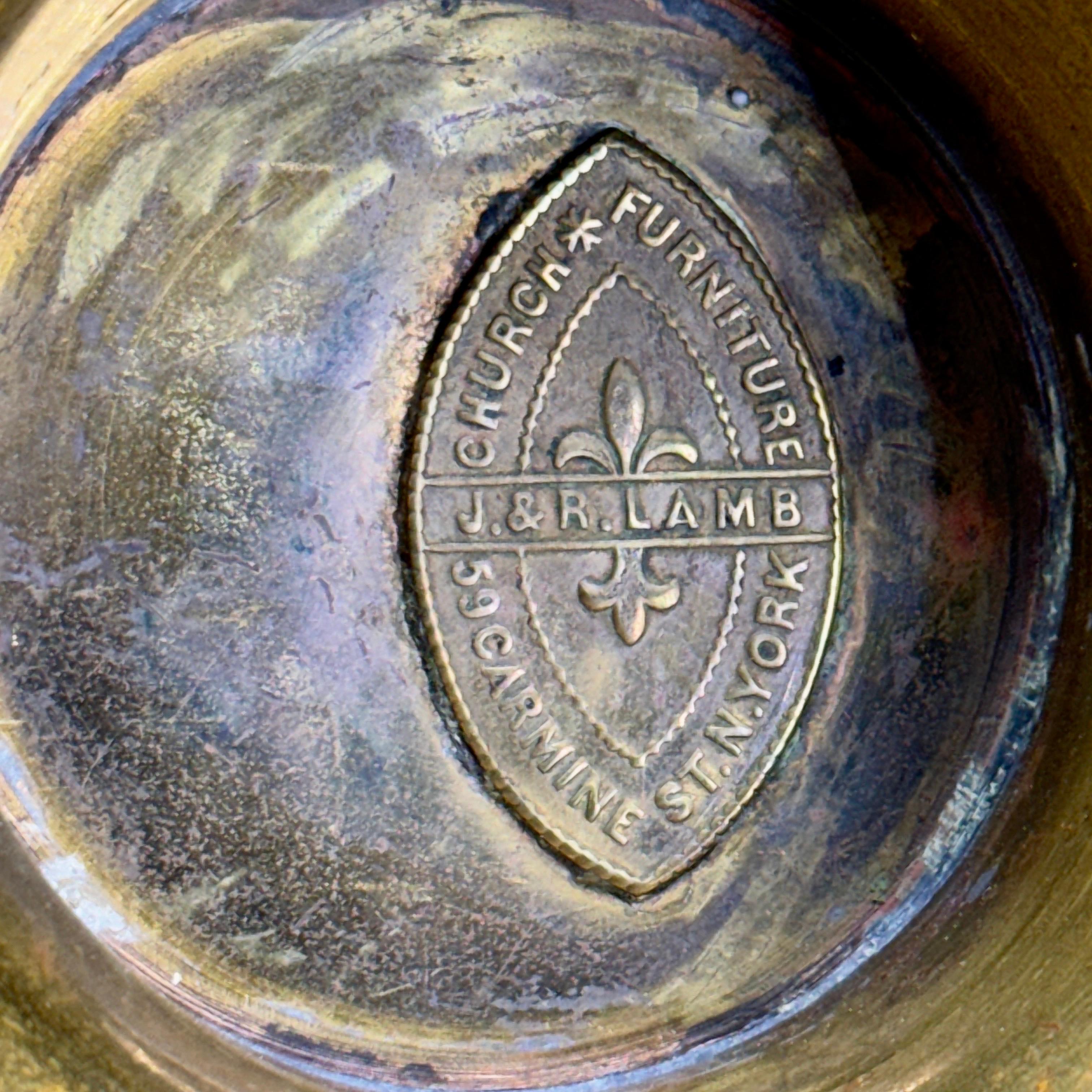 Large Religious Gothic Brass Water Jug Marked Roosevelt For Sale 7