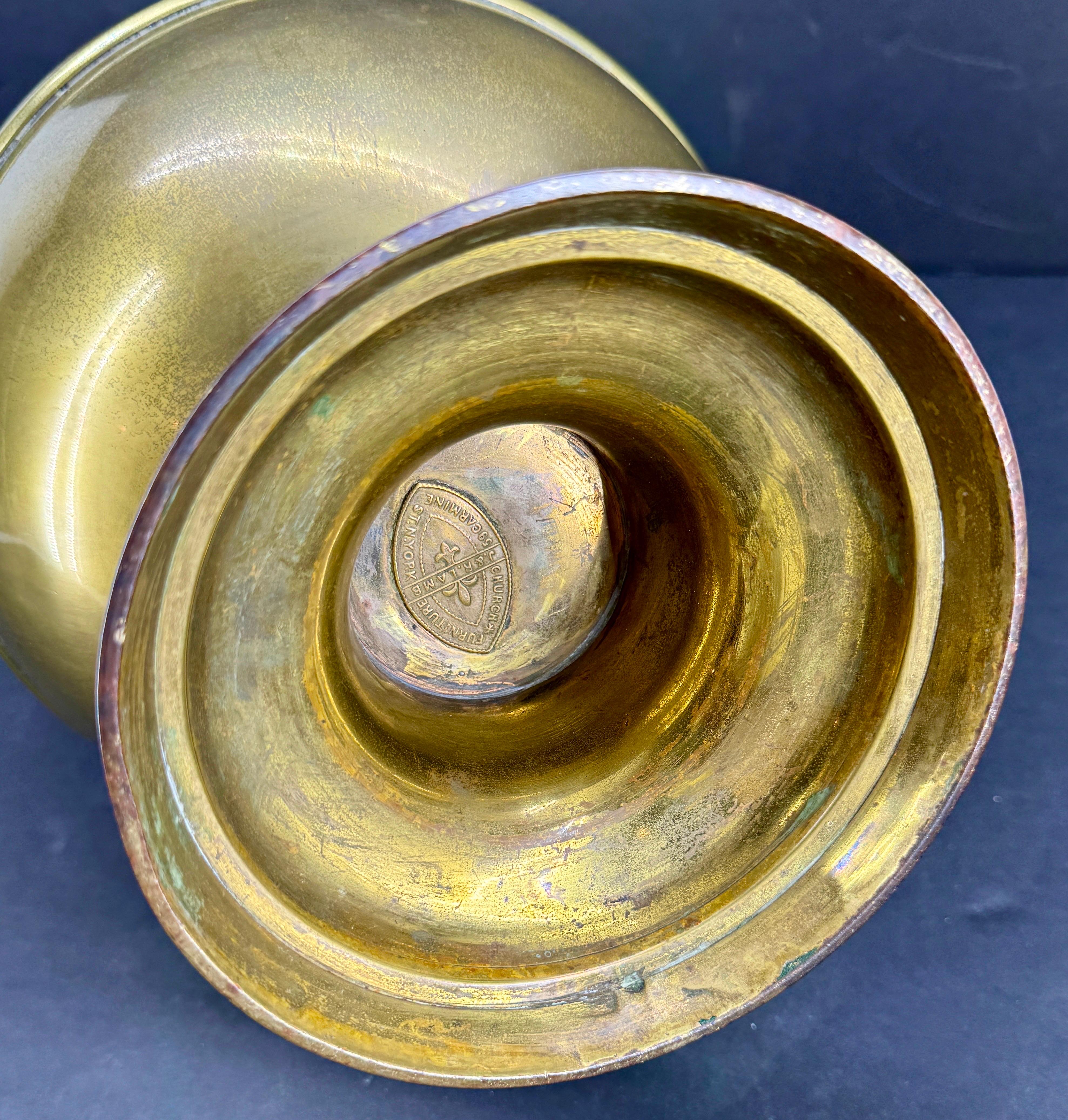 Large Religious Gothic Brass Water Jug Marked Roosevelt For Sale 8