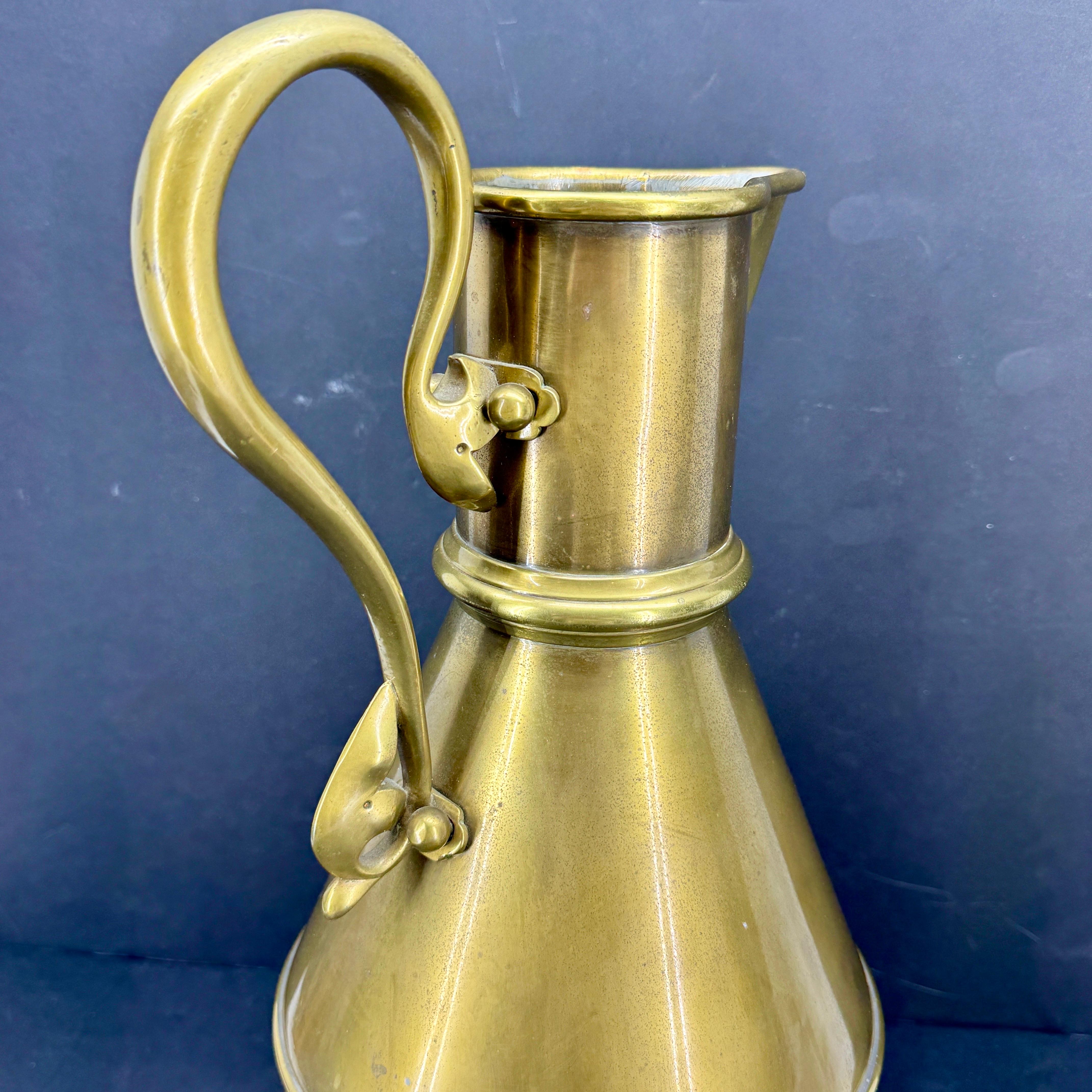 Large Religious Gothic Brass Water Jug Marked Roosevelt For Sale 1
