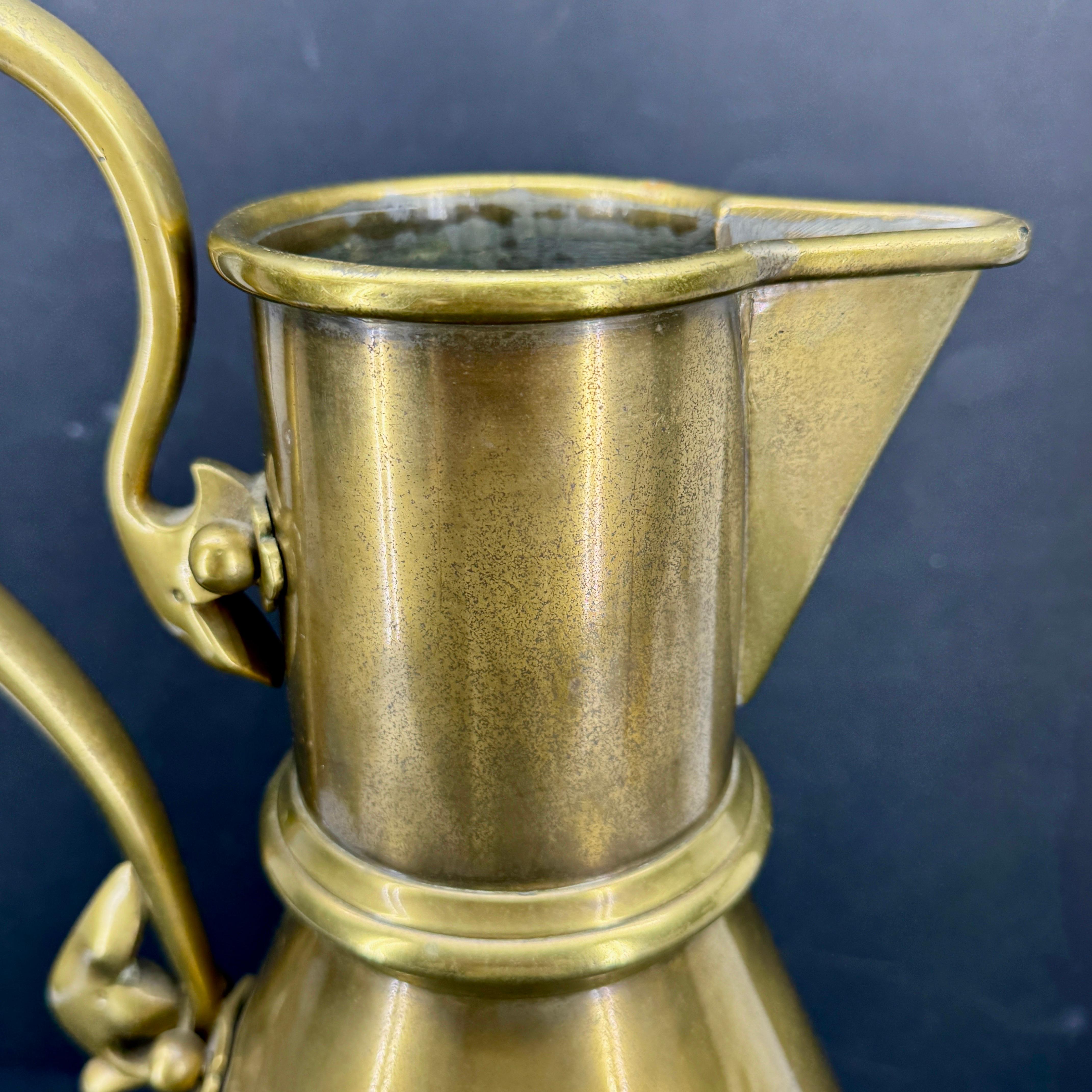 Large Religious Gothic Brass Water Jug Marked Roosevelt For Sale 3