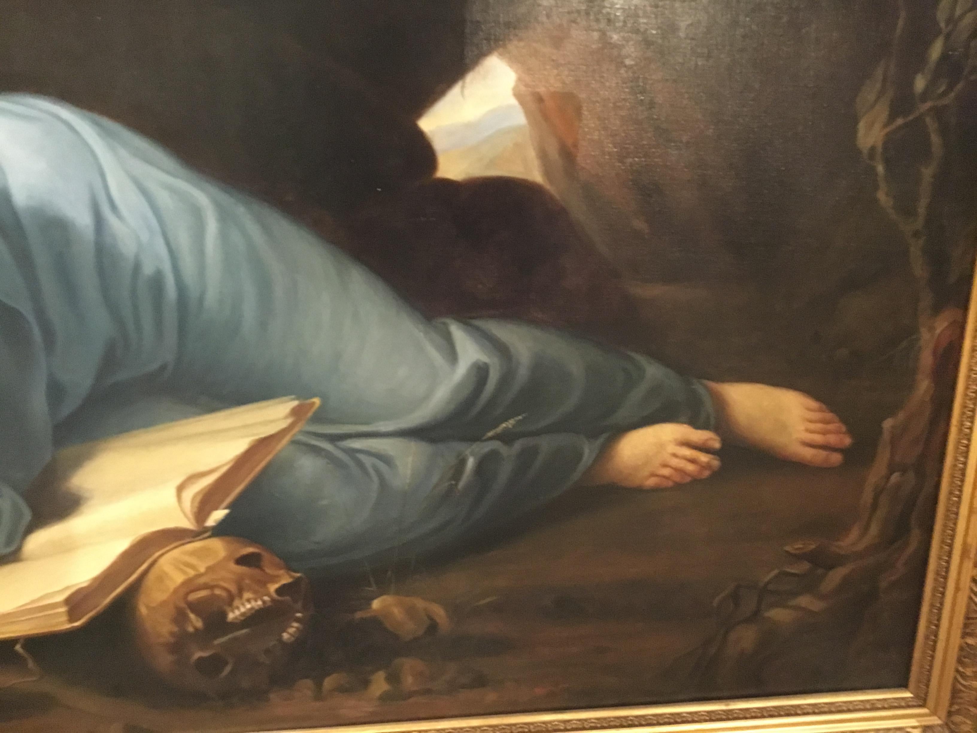Large Religious Oil Painting, 19th Century Depicting Mary Magdeline In Good Condition In Houston, TX