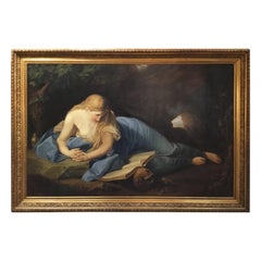 Large Religious Oil Painting, 19th Century Depicting Mary Magdeline