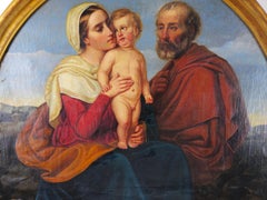 Large Religious Oil Painting of the Holy Family, Austria, circa 1800