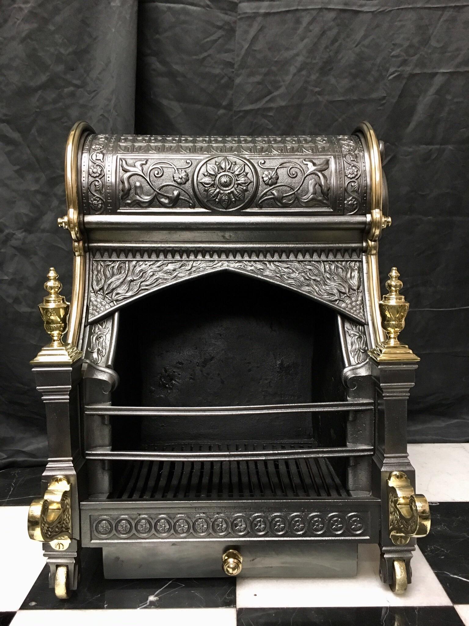 Fire Grate set Vintage Decor® Medieval Style Copper Lustre Fret Iron Fire Front 