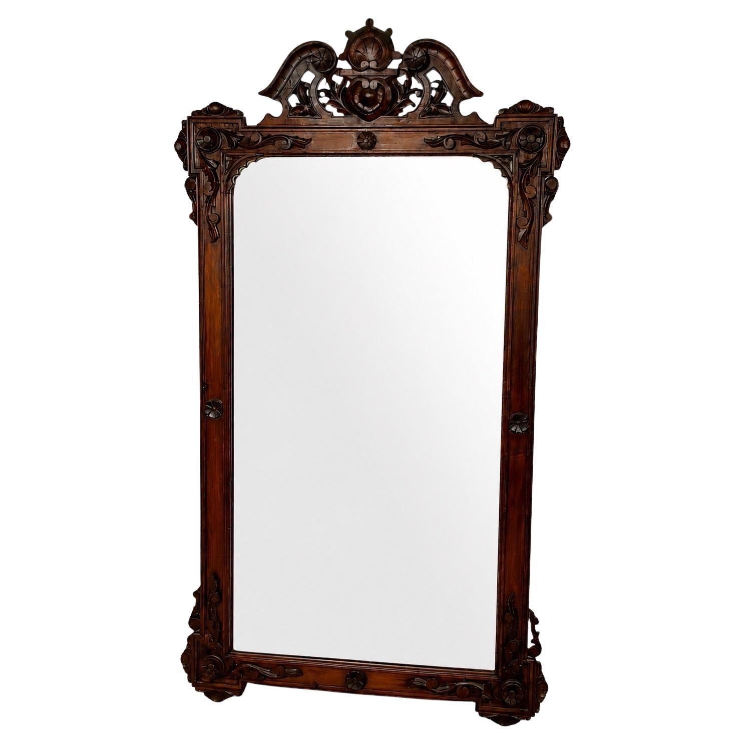 Large Renaissance Revival Hardwood Mirror, Early 20th-Century