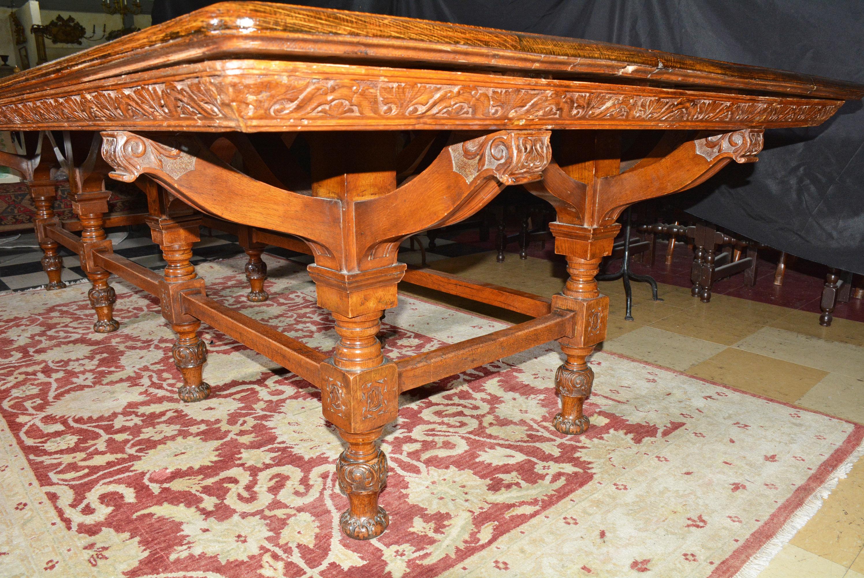 19th Century Large Renaissance Revival Style Dining Table
