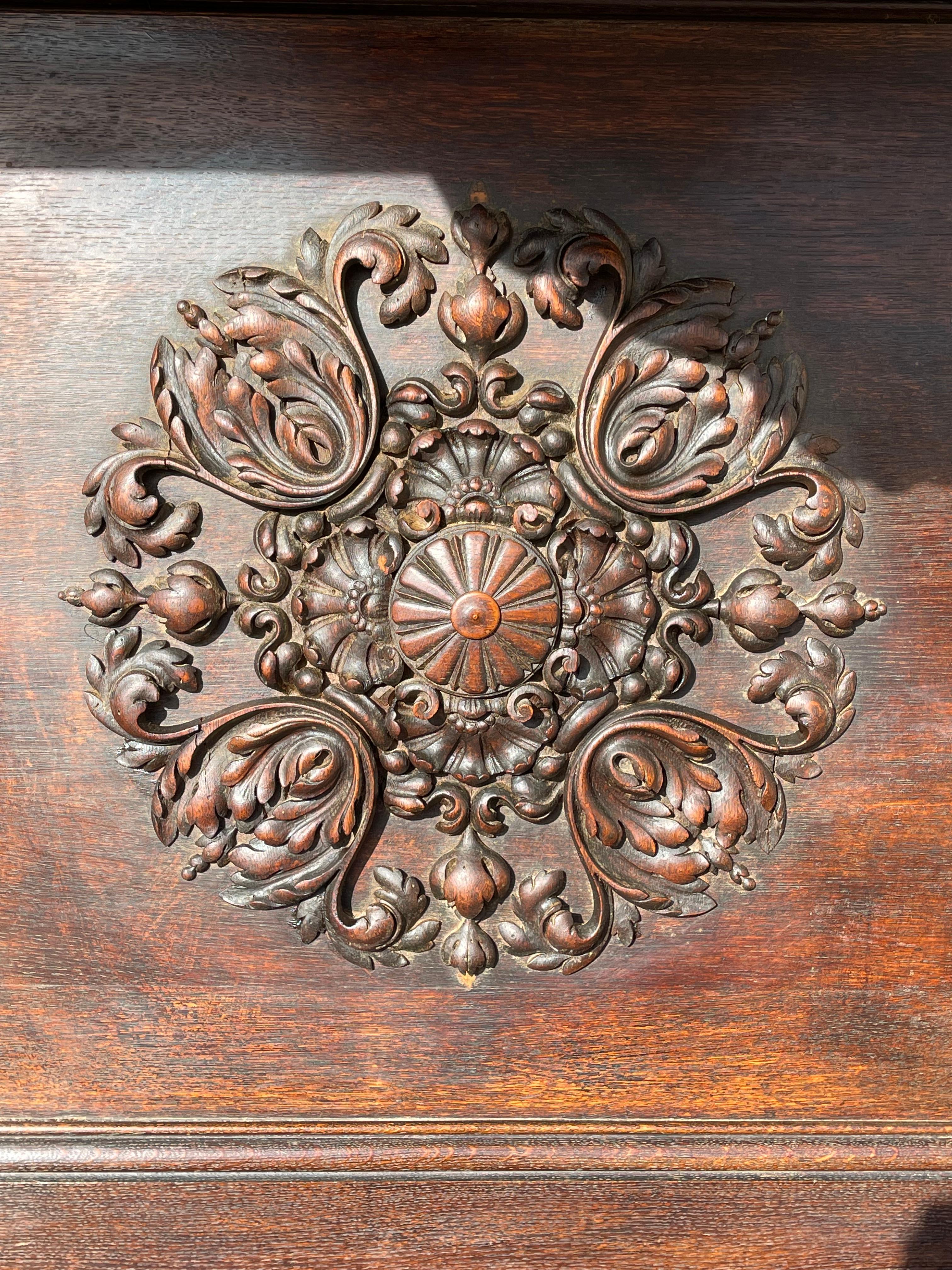 French Large Renaissance Style Oak Console, 19th Century For Sale