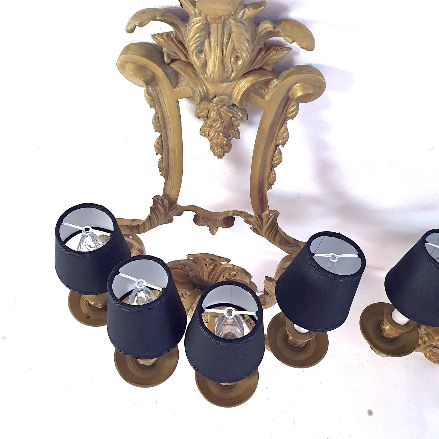 Italian Large Bronze Wall Sconces Made in Italy For Sale