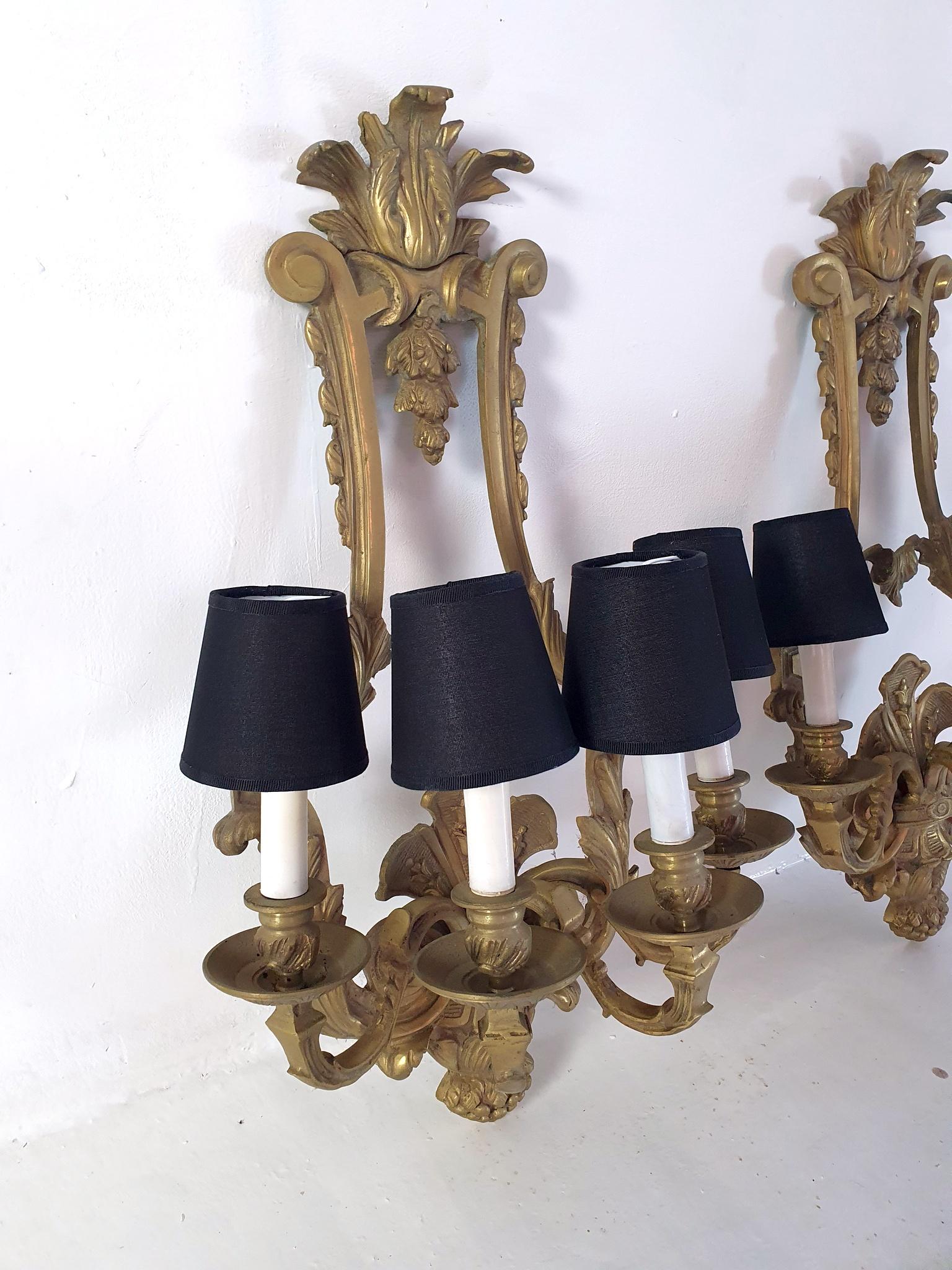 Large Bronze Wall Sconces Made in Italy In Excellent Condition For Sale In Albano Laziale, Rome/Lazio