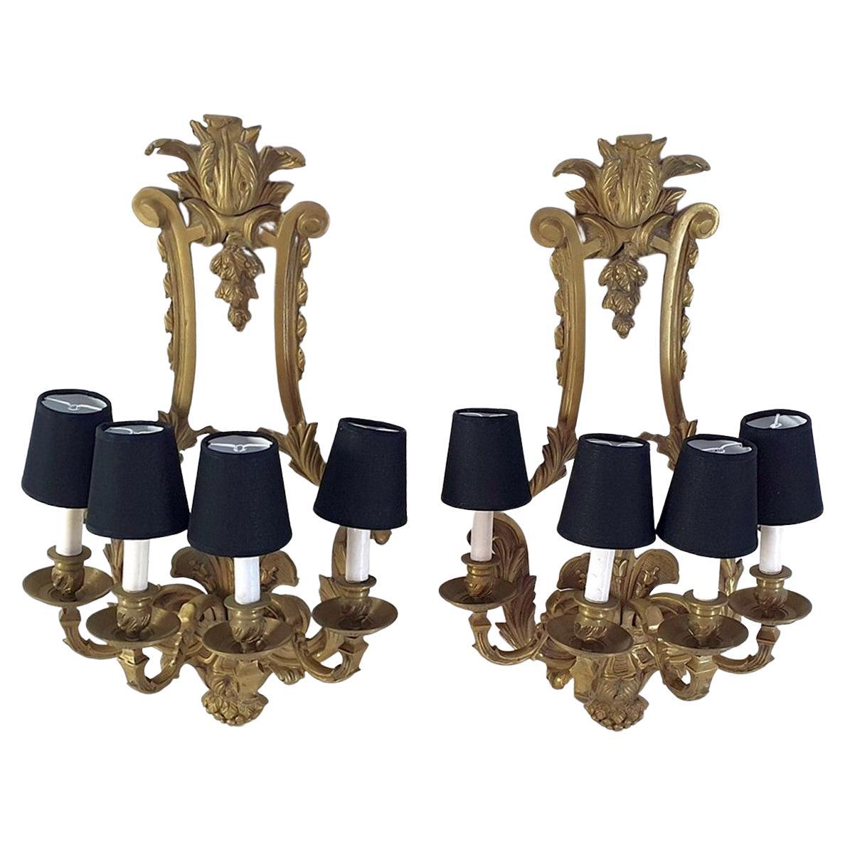 Large Bronze Wall Sconces Made in Italy For Sale