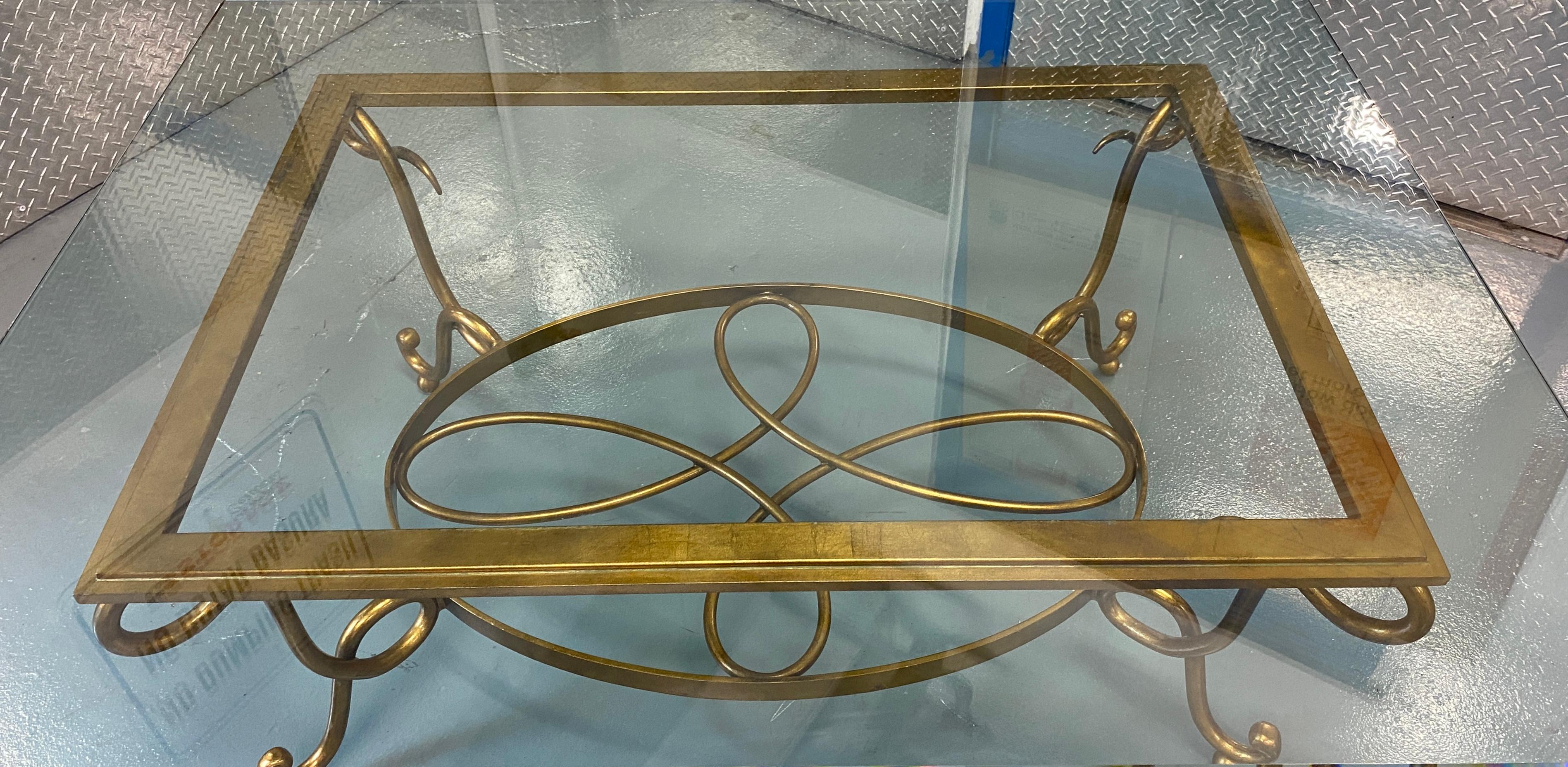 Mesa baja grande de hierro estilo René Prou o Cocktail Tables francesa de los años 40 siglo XX en venta