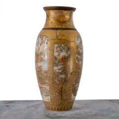 Large Repaired Satsuma Vase, Meiji