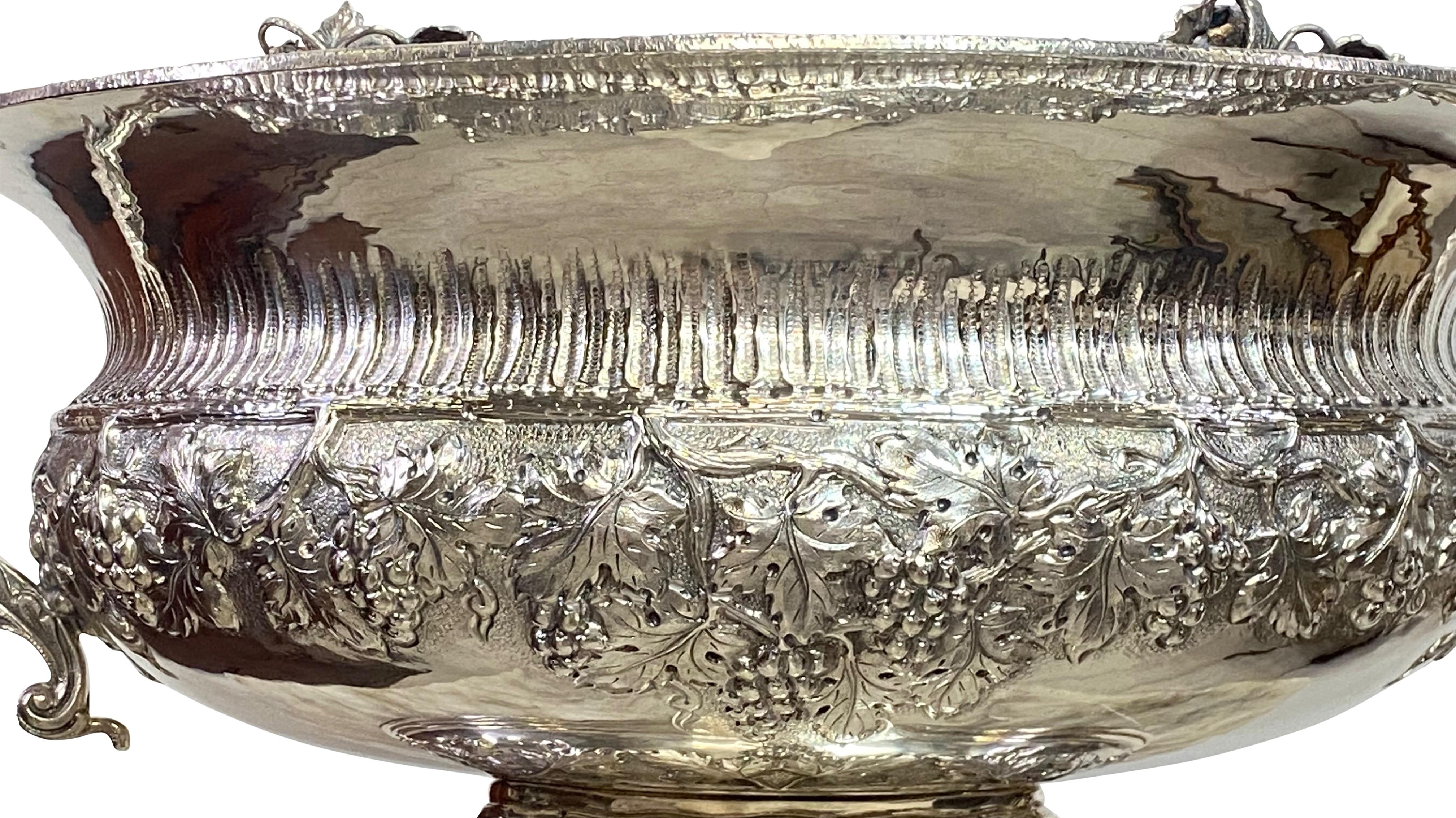Large Repousse Sterling Silver Wine Cooler, European 20th Century For Sale 3