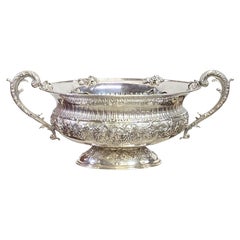 Large Repousse Sterling Silver Wine Cooler, European 20th Century