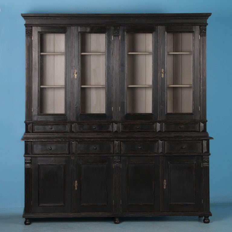 Large Reproduction Breakfront Bookcase Painted Black For ...