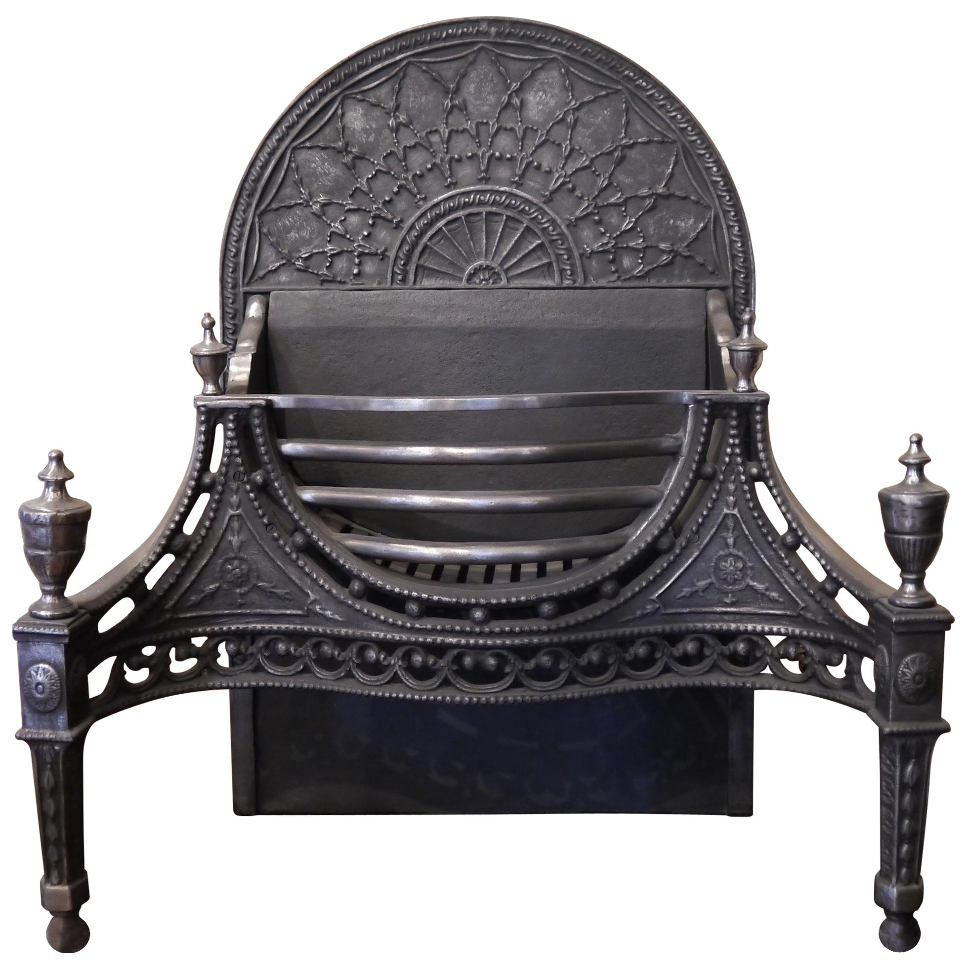Large Reproduction Cast Iron Basket, One of a Pair For Sale