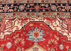 Grande reproduction du tapis Searpi-Heriz Medallion géométrique noué à la main