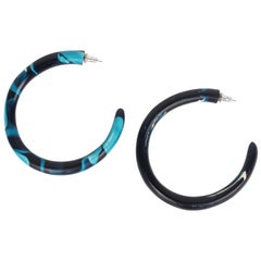 Large Resin Loop Earrings in Moody Blue