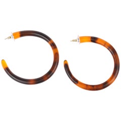 Large Resin Loop Earrings in Tortoiseshell