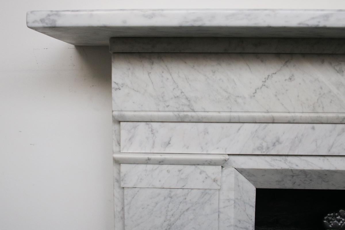 19th Century Large Restored Early Victorian Carrara Marble Fireplace Surround