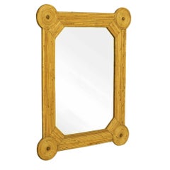 Large Restored Reed Rattan Wall Mirror in the style of Crespi and Arpex