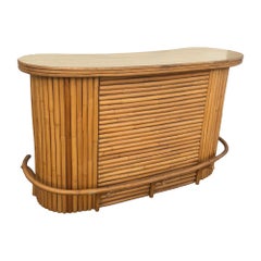 Large Restored Stacked Rattan Bar with Formica Top
