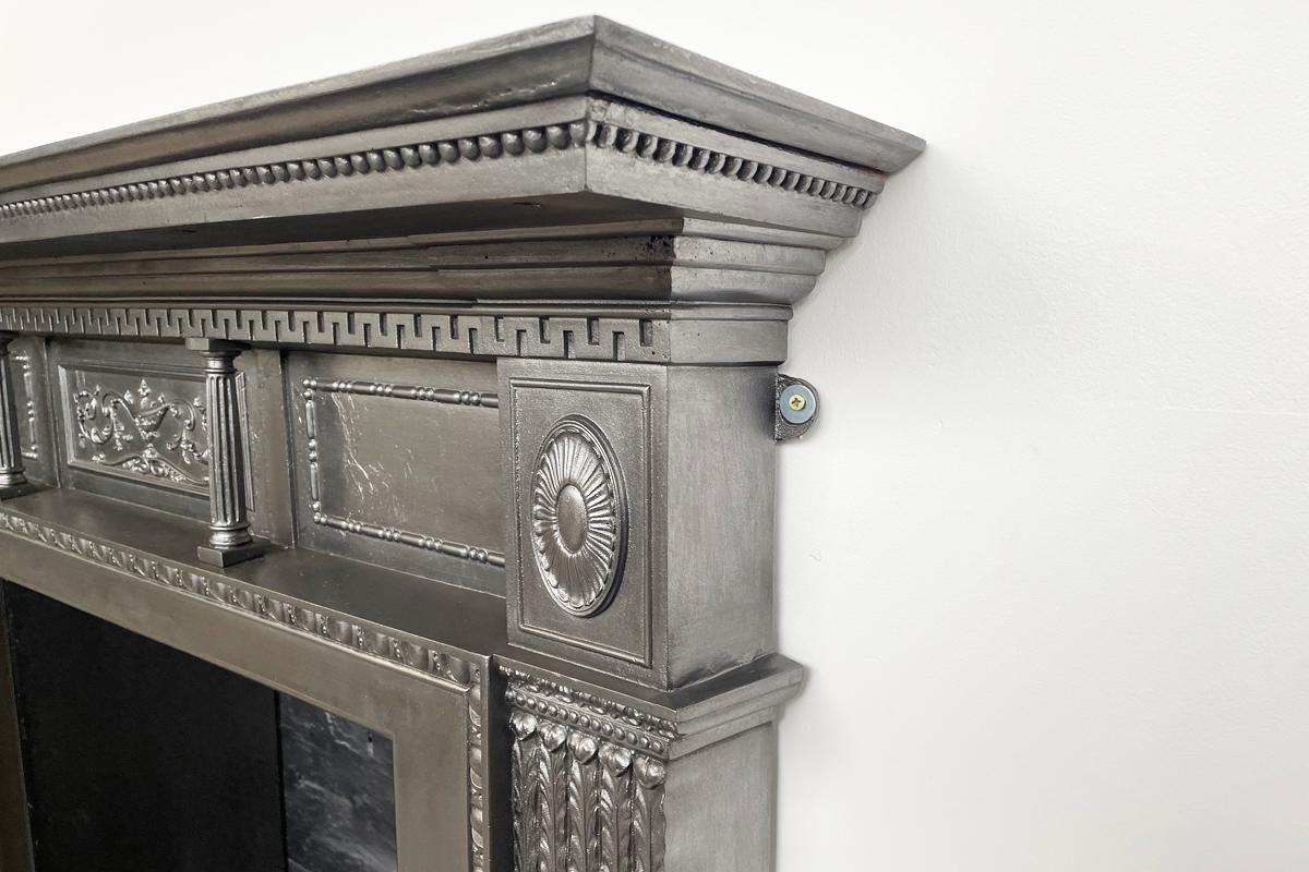 19th Century Large restored Victorian cast iron fireplace surround For Sale
