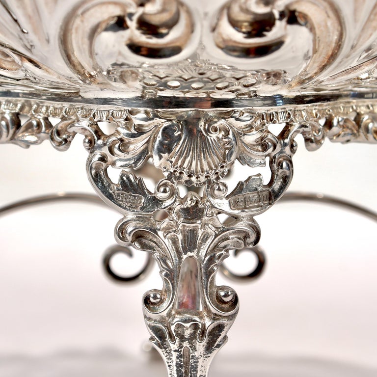 Large Reticulated James Dixon and Sons English Sterling Silver Footed Basket For Sale at 1stDibs