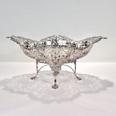 Large Reticulated James Dixon & Sons English Sterling Silver Footed Basket