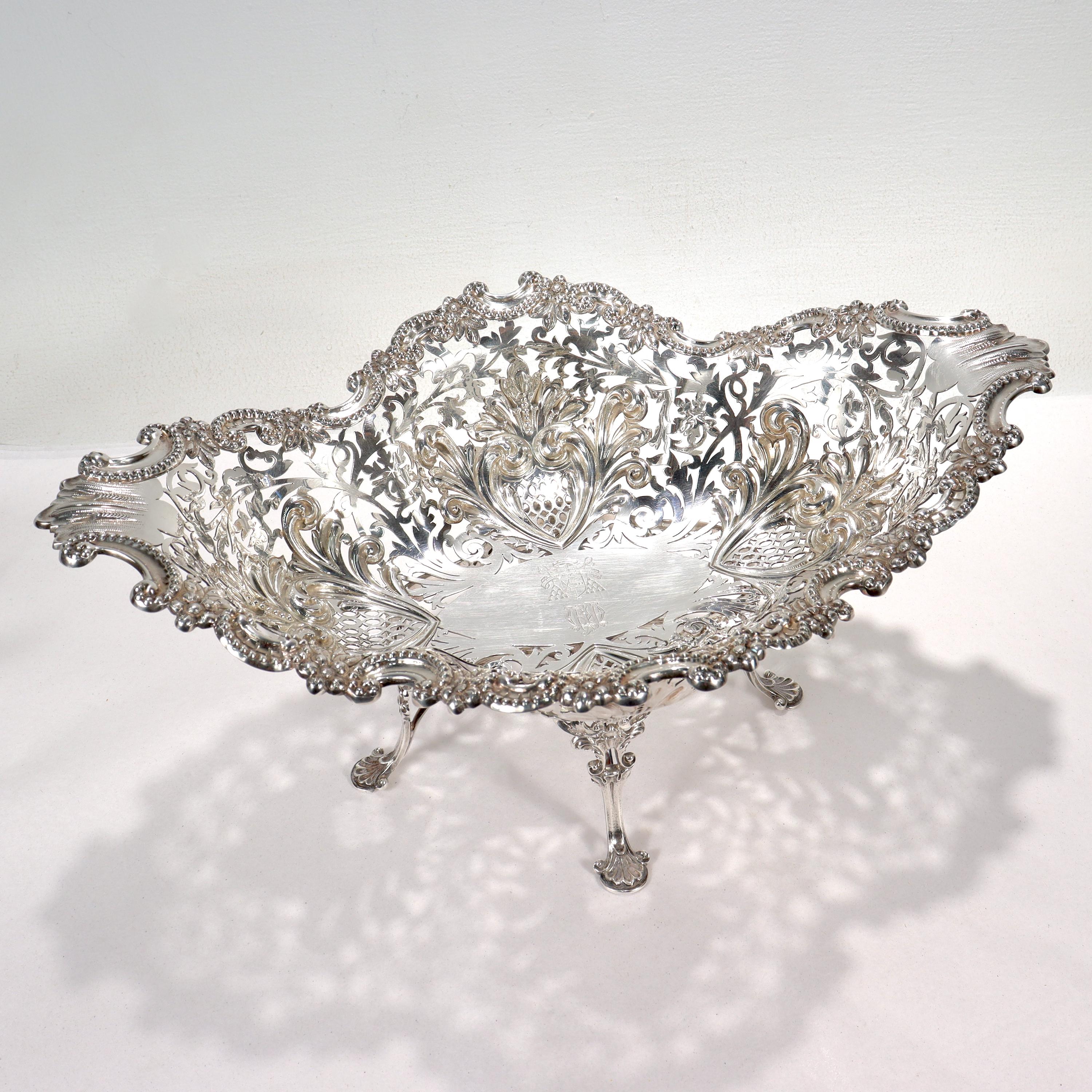 Large Reticulated James Dixon & Sons English Sterling Silver Footed Basket 3