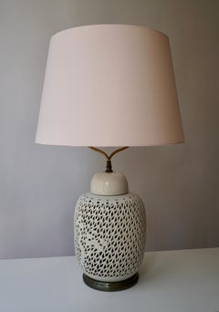 Large Reticulated Porcelain Blanc De Chine Table Lamp