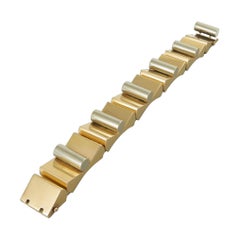 Grande bracciale retrò a serbatoio in oro bicolore 18k, anni '40 circa
