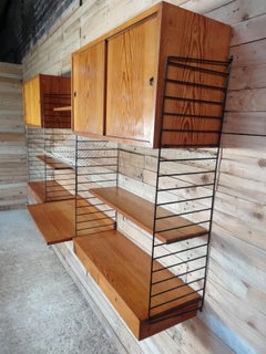 Large Retro 1950's Vintage String Metal Framed Desk Cupboard Drawers Wall System