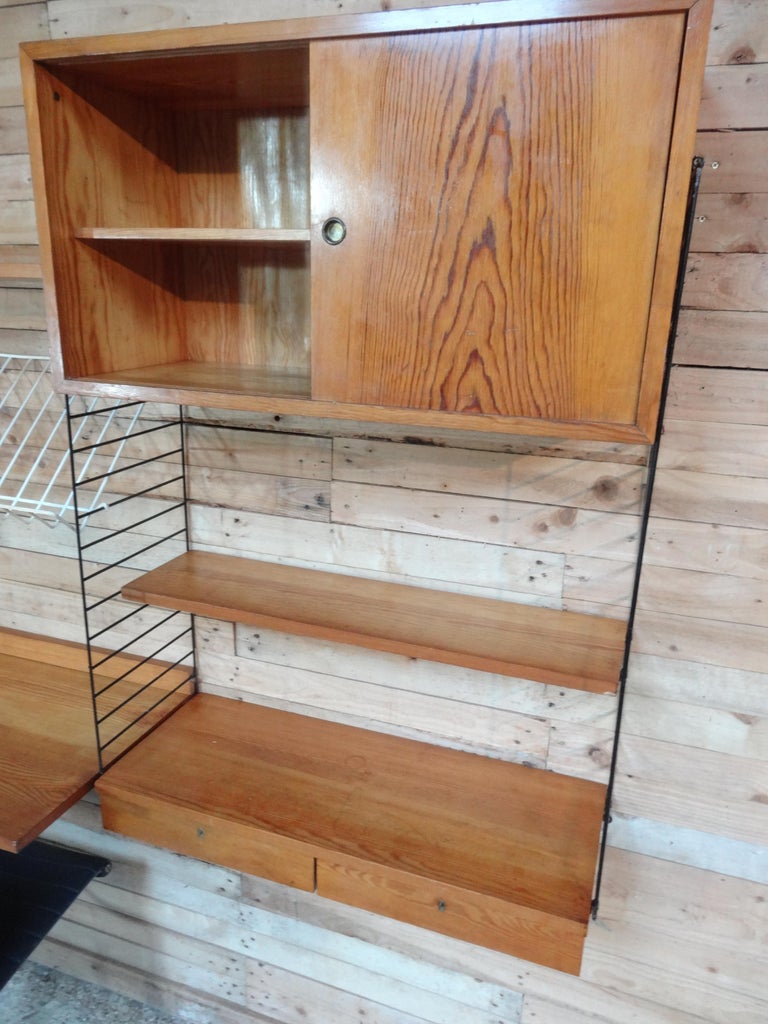 Large Retro 1960 String Metal Framed Desk / Cupboard / Drawers Wall ...